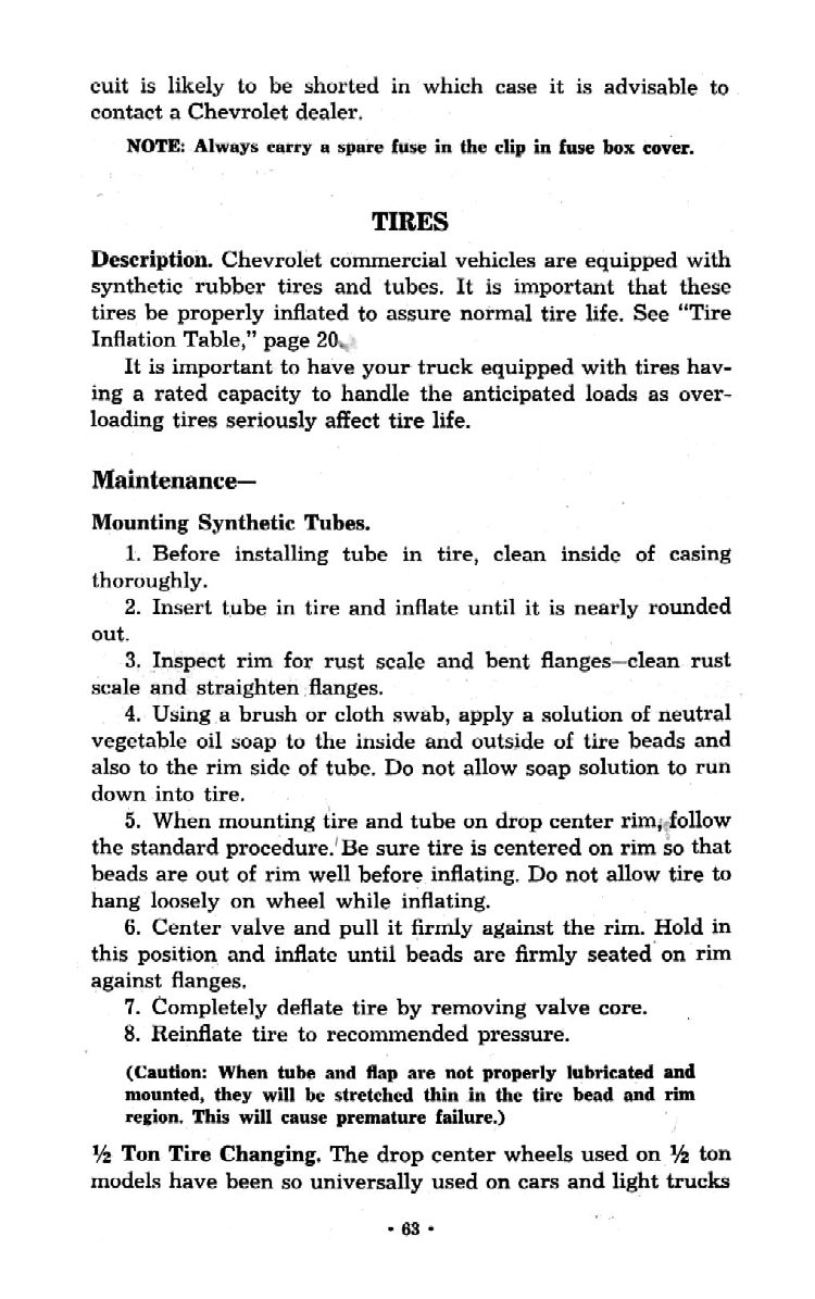 1951 Chevrolet Trucks Operators Manual Page 98